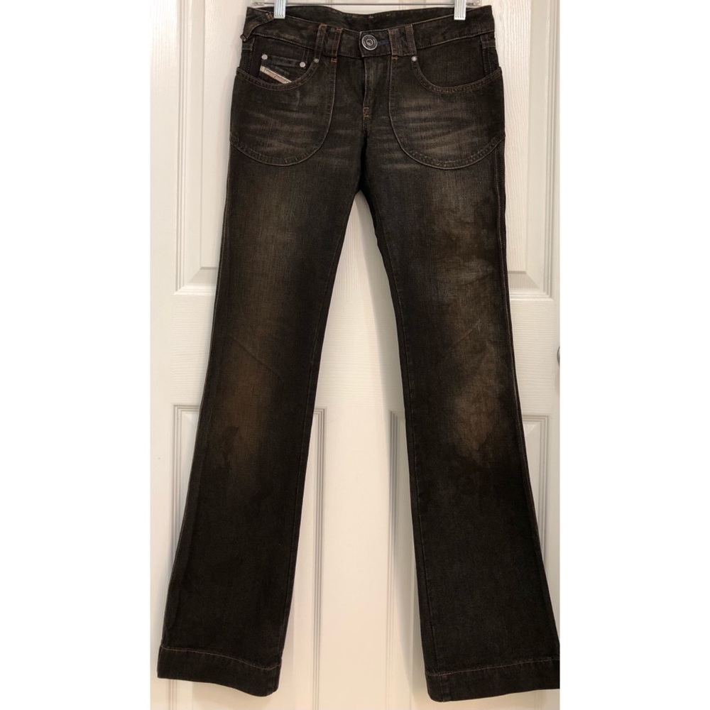 Diesel Jeans Boot Cut Low Rise KUZKO Vintage Black Dirty Wash Size 26